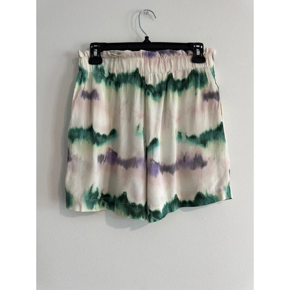 Zara Tie Dye Paperbag Waist‎ Shorts Womens Small Boho Festival Summer Relaxed
